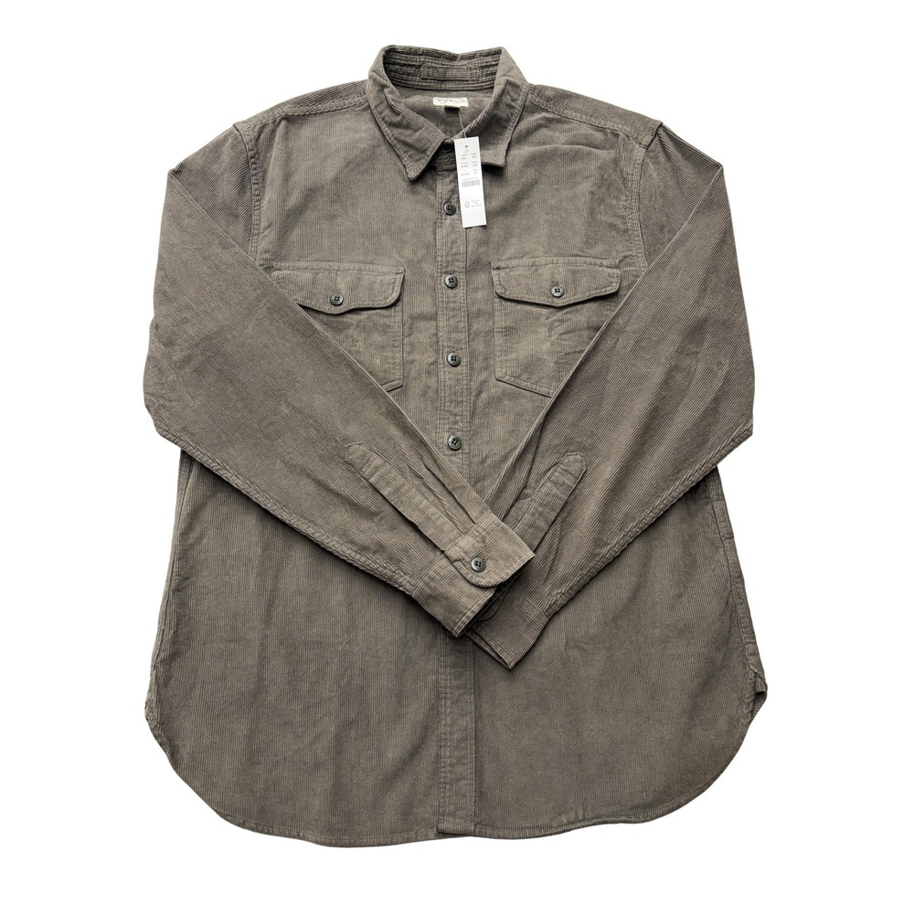 J Crew Mens M Green Corduroy Shacket Button Up Shirt Pockets BJ464